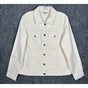 Coldwater Creek Ivory Cream Corduroy Trucker Jacket Medium Boho Western Fall